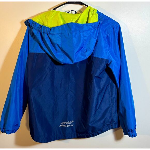Eddie Bauer Kids Lightweight Hooded Jacket Size M 10/12 – Blue/Navy, Lime Lining - Picture 4 of 6